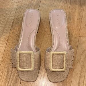 Talbots Beige Slip-On Mules with Buckle Accent